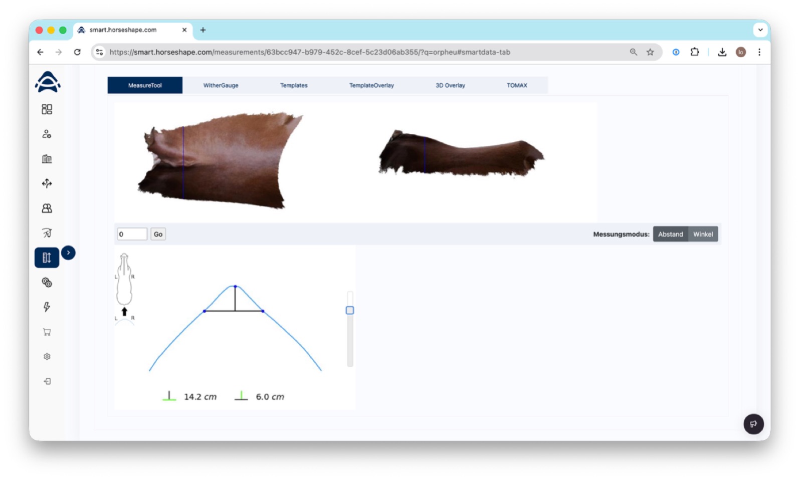 The Measure Tool extracting distances and angles from a scan