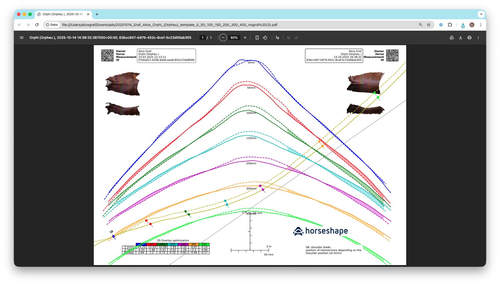 Two scan template overlays compared in Smart Data